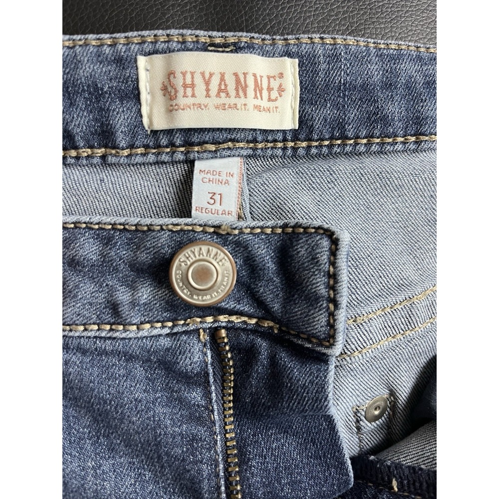SHYANNE 31W 32.5L Flare Jeans Embroidered Floral Stretch Boho Western Bootcut - Picture 3 of 11